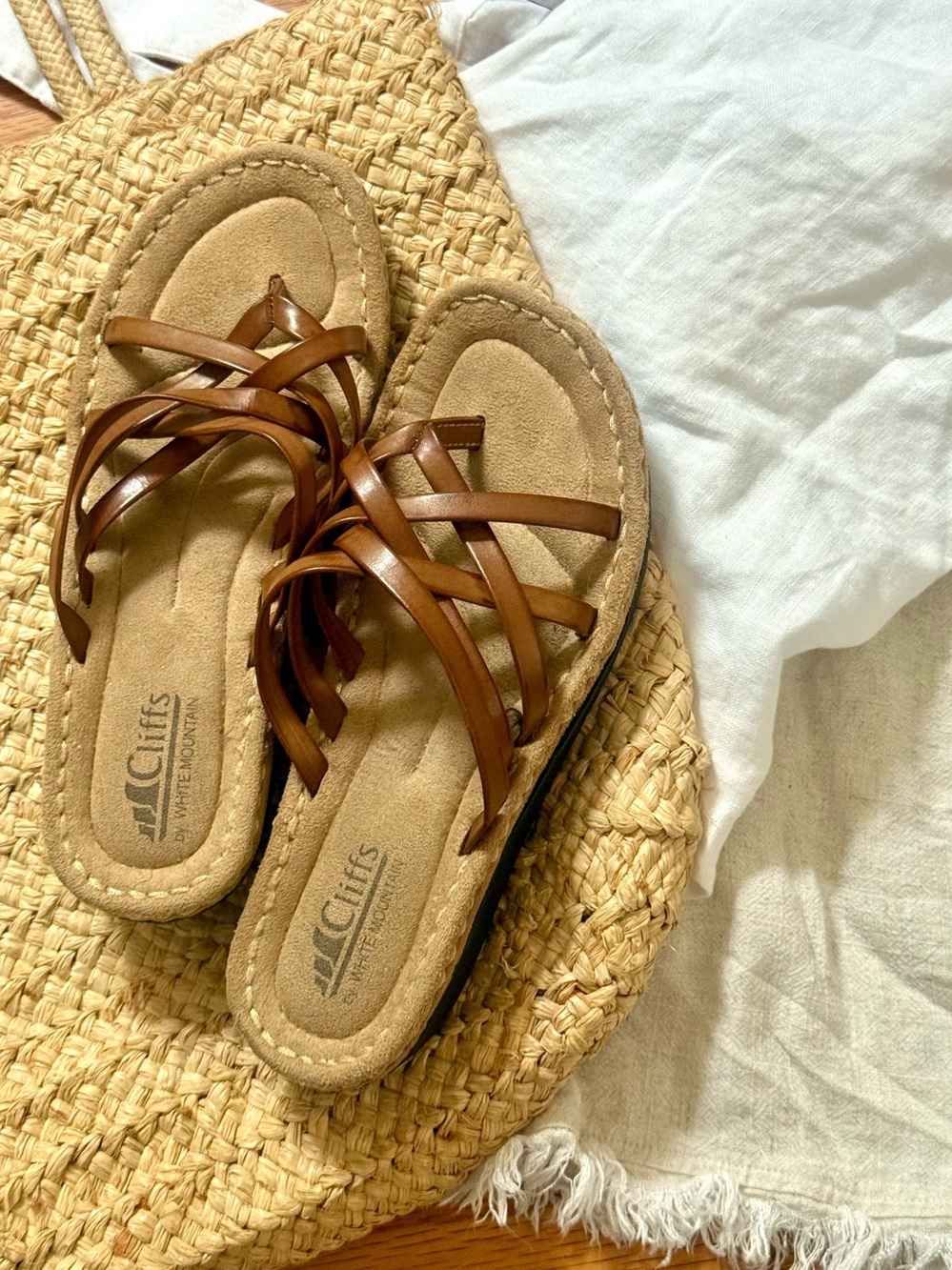 Cliffs by white mountain boho Multi-Strap Wedge Slide Sandals 7 1/2M